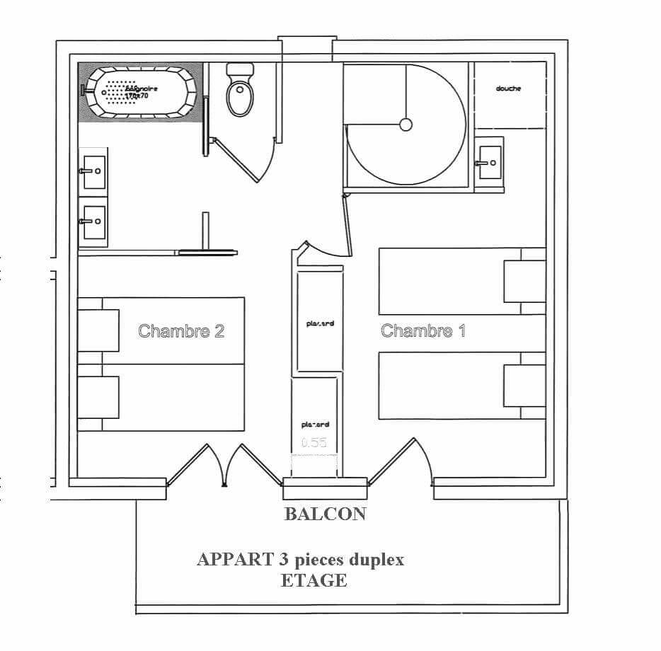 Plan - 3 pièces en duplex Le Balcon des Alpes - location chalet chatel particulier